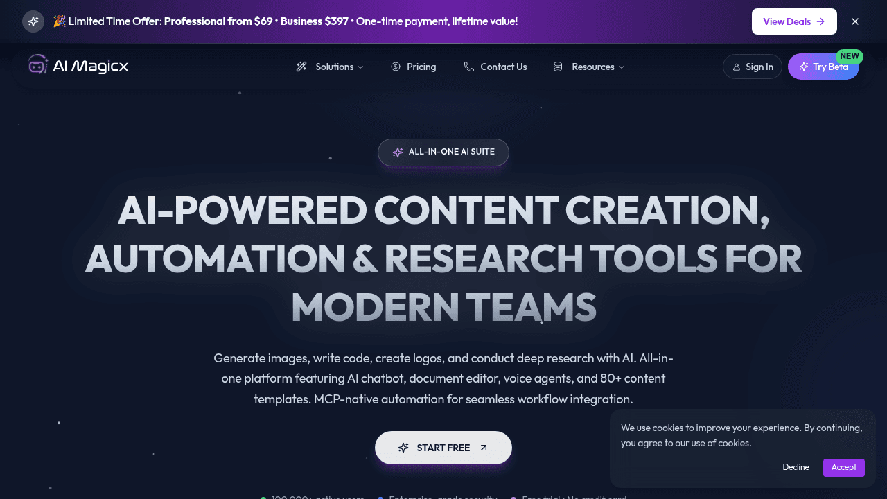 AI Magicx interface screenshot showing main features and user interface