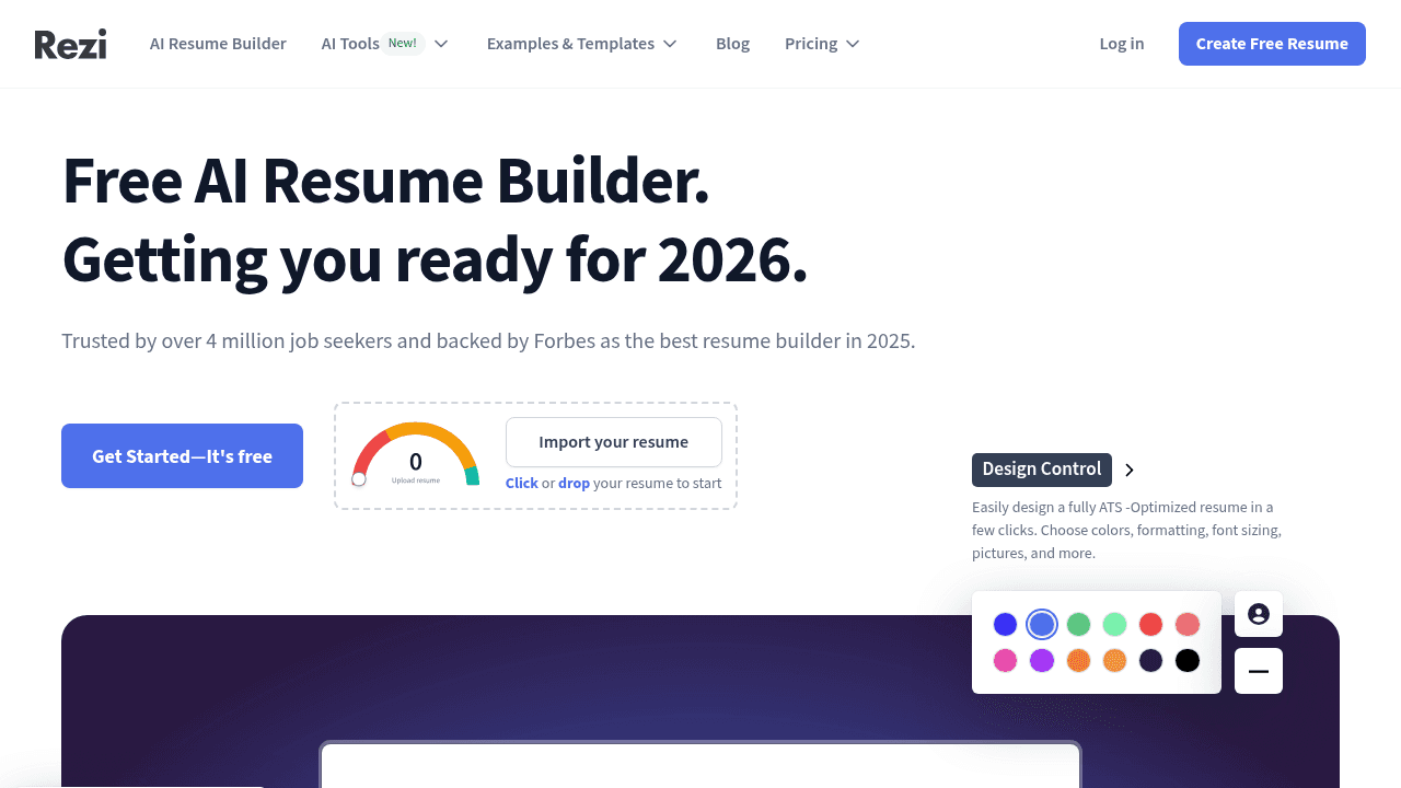 AI Resume Editor interface screenshot showing main features and user interface
