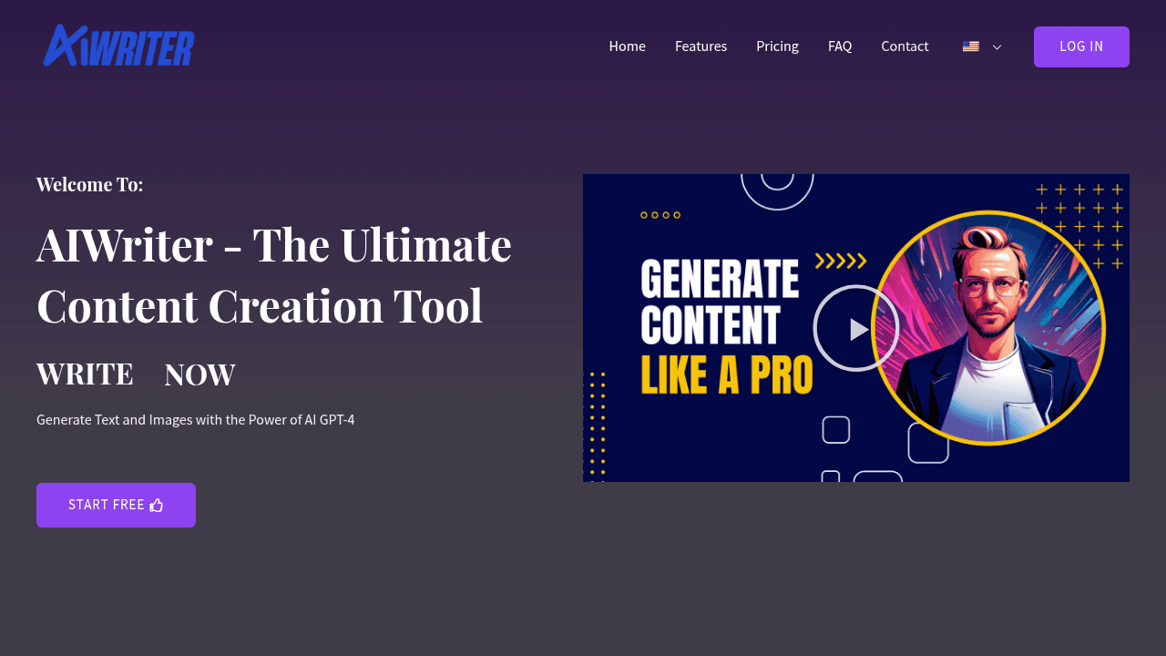 aiwriter.fi interface screenshot showing main features and user interface