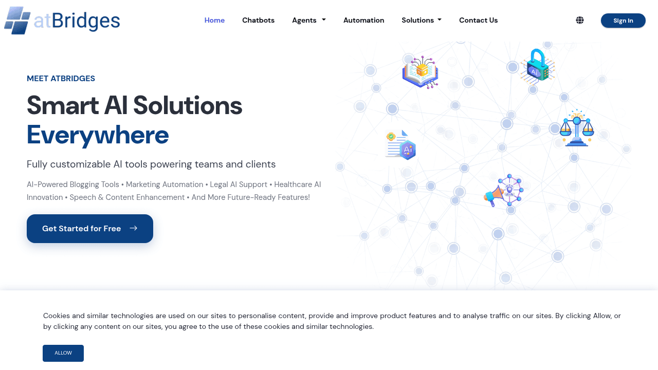 Atbridges interface screenshot showing main features and user interface