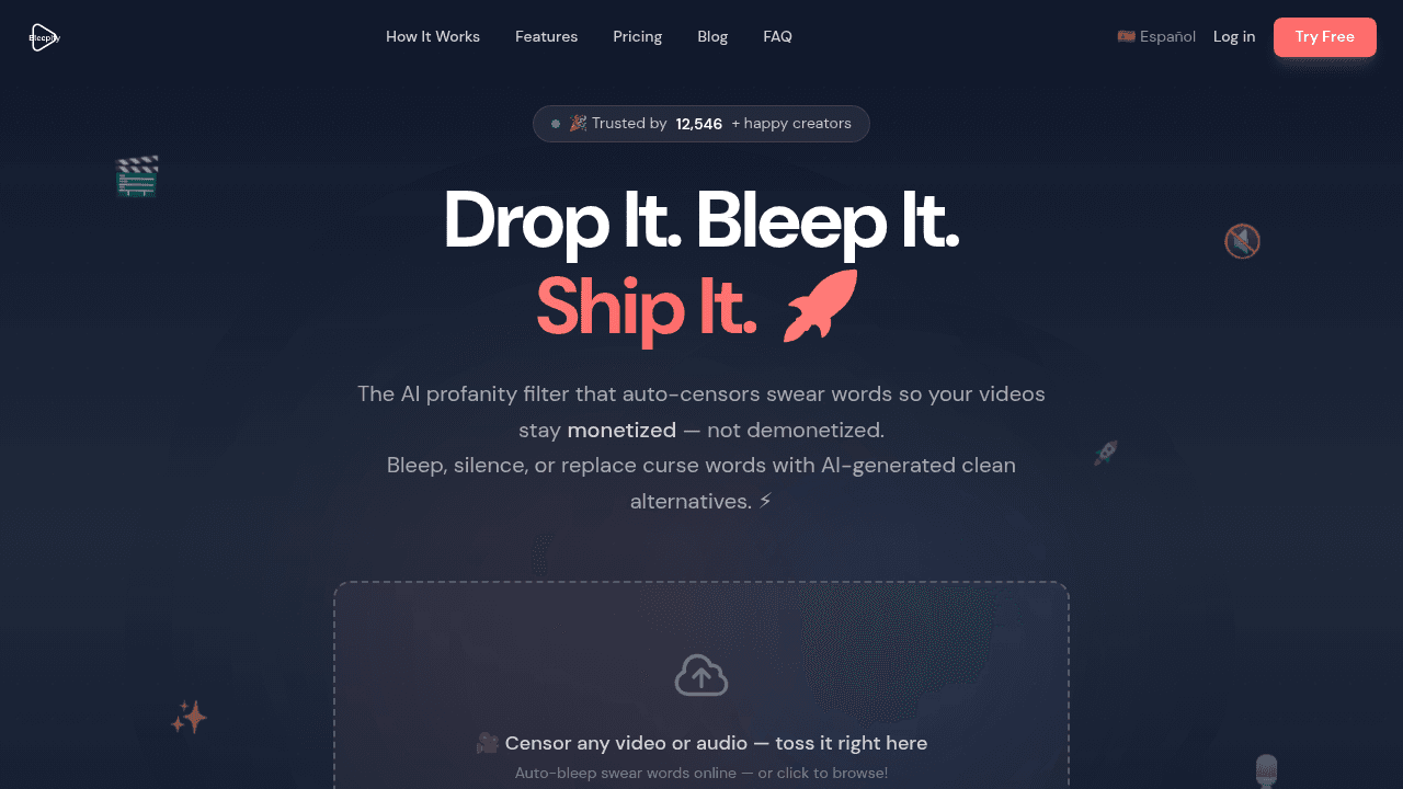 Bleepify interface screenshot showing main features and user interface