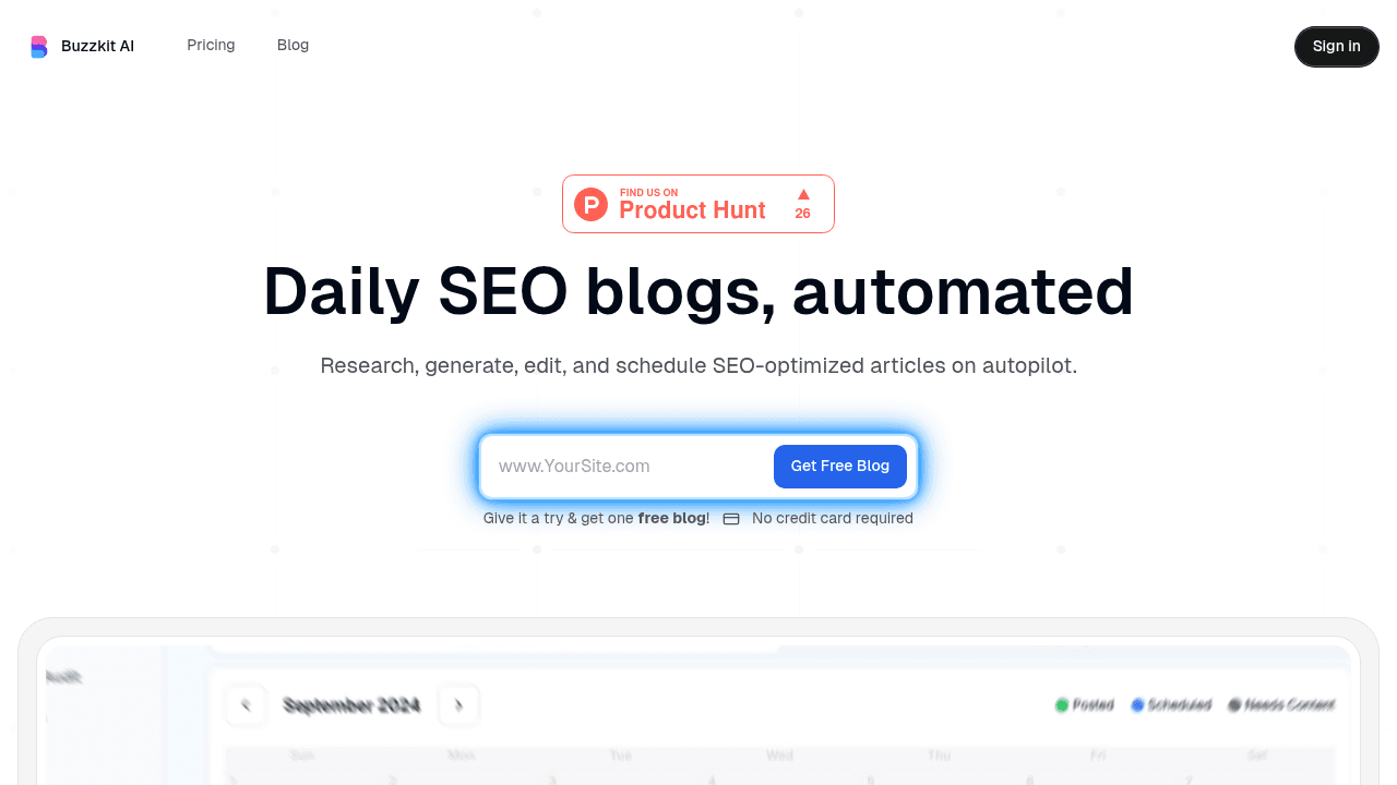 Buzzkit.ai (Beta) interface screenshot showing main features and user interface