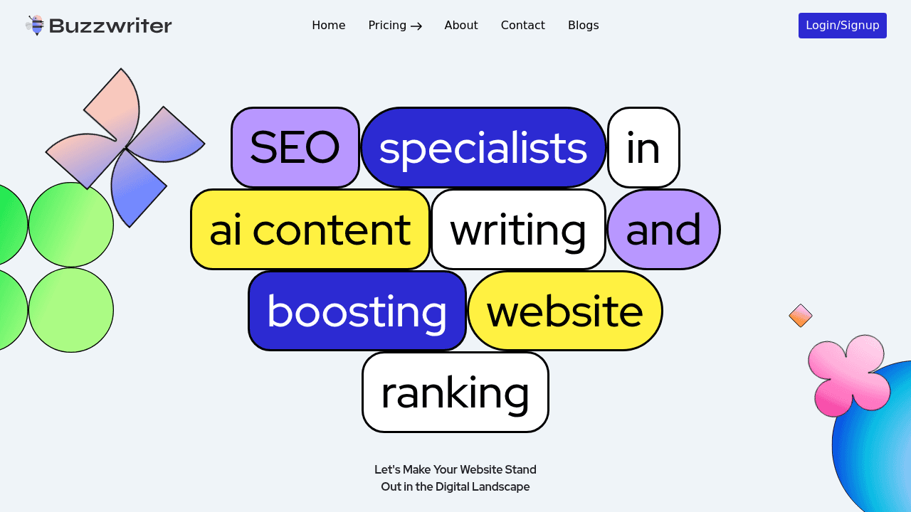 Buzzwriter AI interface screenshot showing main features and user interface