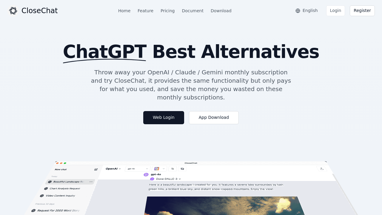 CloseChat interface screenshot showing main features and user interface