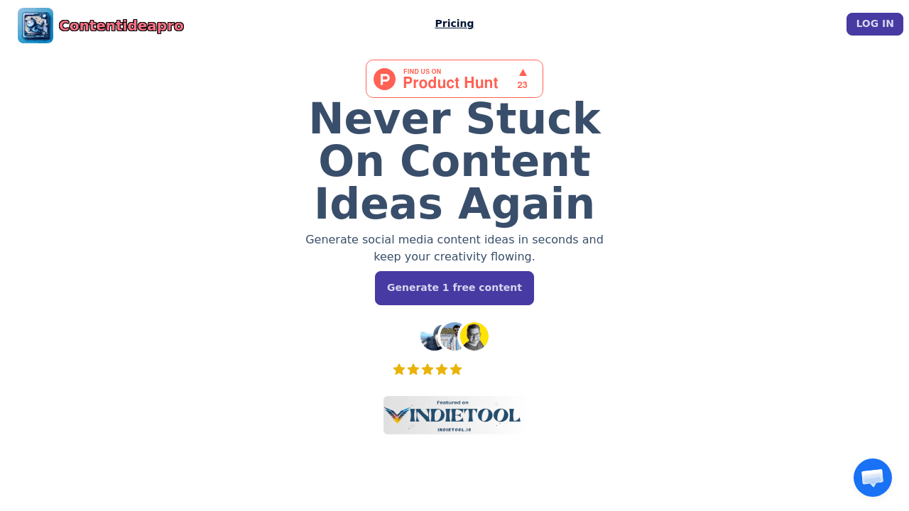 Content Idea Pro interface screenshot showing main features and user interface