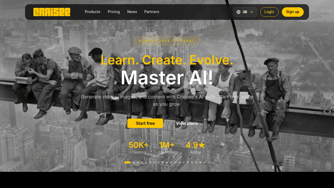 Craisee interface screenshot showing main features and user interface