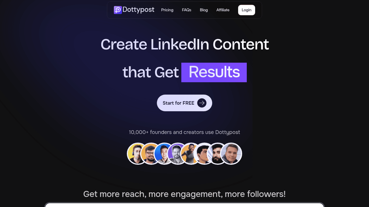 Dottypost interface screenshot showing main features and user interface