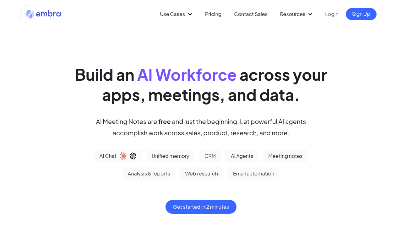 Embra interface screenshot showing main features and user interface