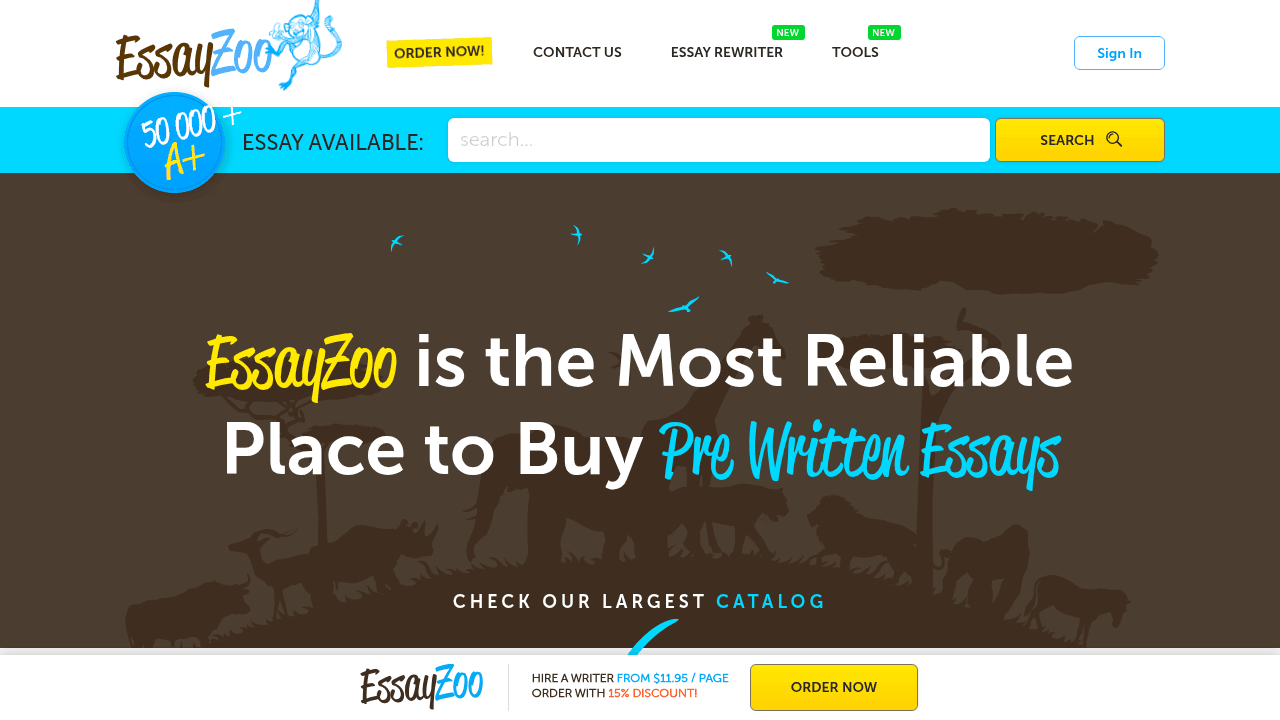 EssayZoo interface screenshot showing main features and user interface