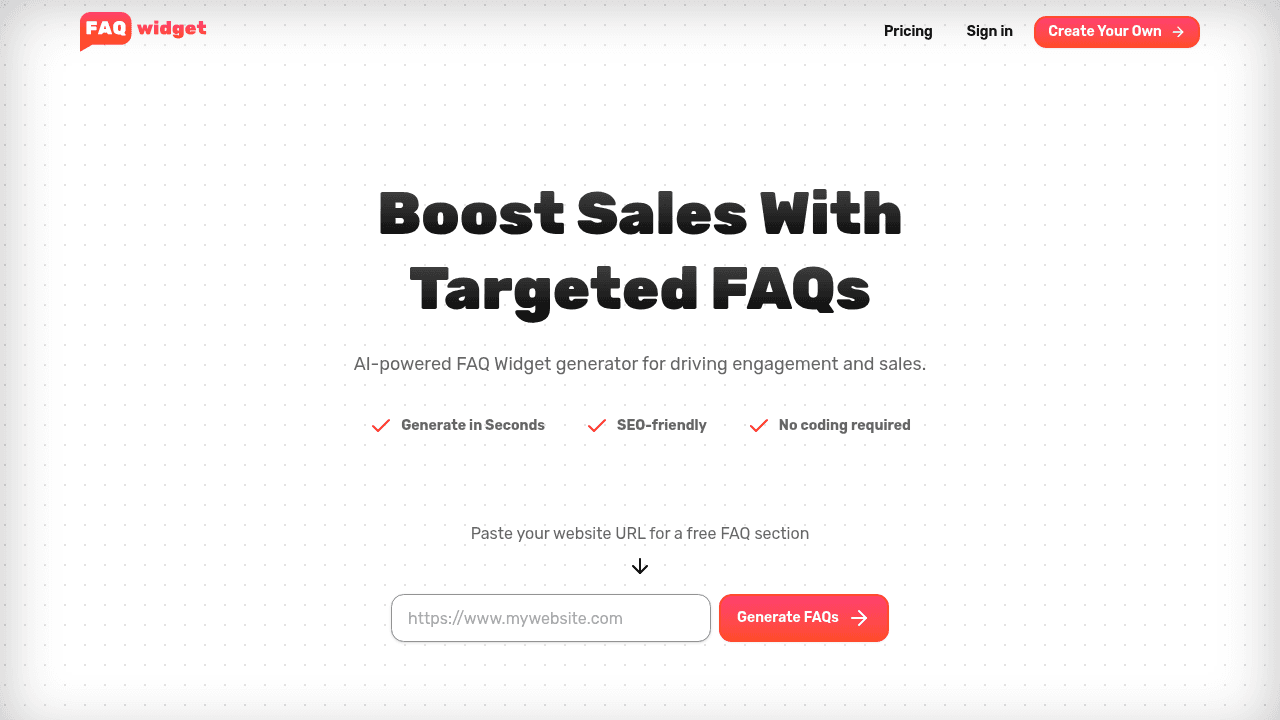 FAQWidget interface screenshot showing main features and user interface