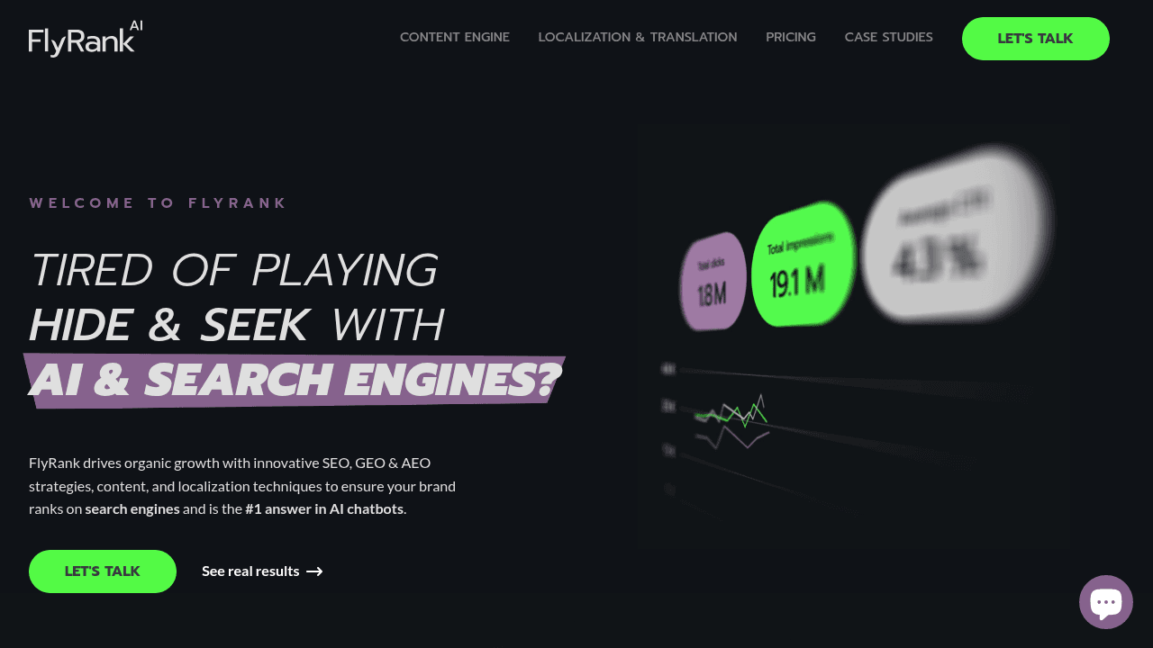 FlyRank interface screenshot showing main features and user interface