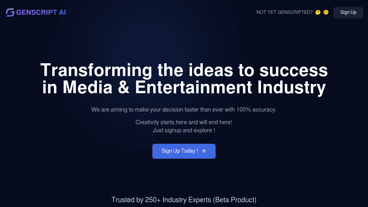 GenSciptAI interface screenshot showing main features and user interface