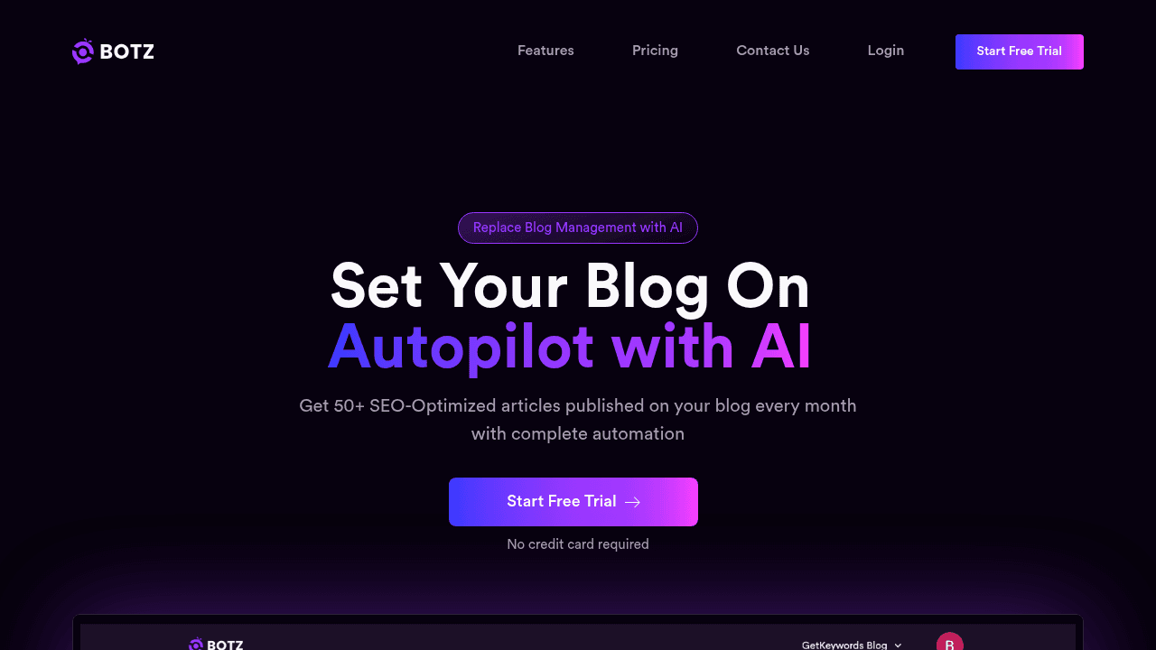 GetBotz interface screenshot showing main features and user interface