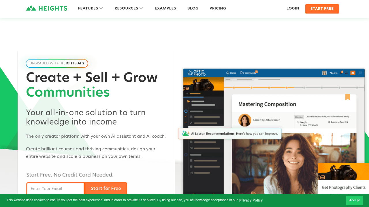 Heights Platform interface screenshot showing main features and user interface