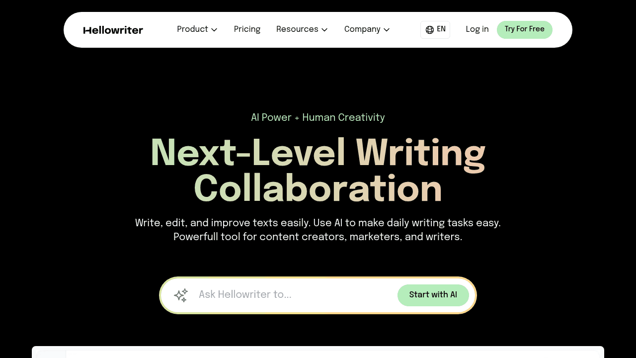 Hellowriter interface screenshot showing main features and user interface