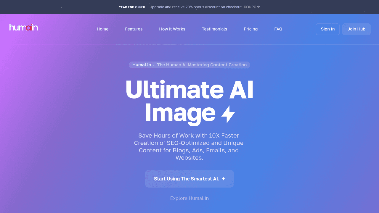 Humai.in interface screenshot showing main features and user interface