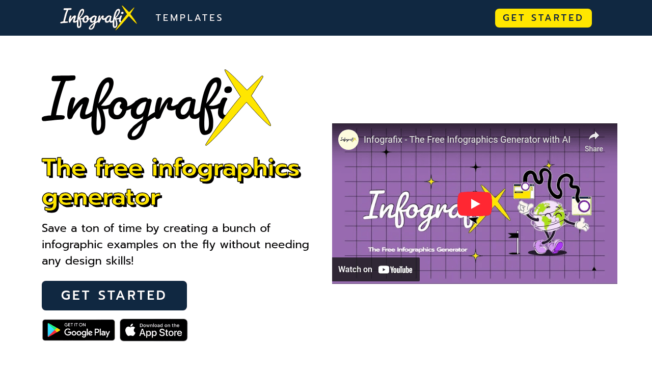 Infografix interface screenshot showing main features and user interface