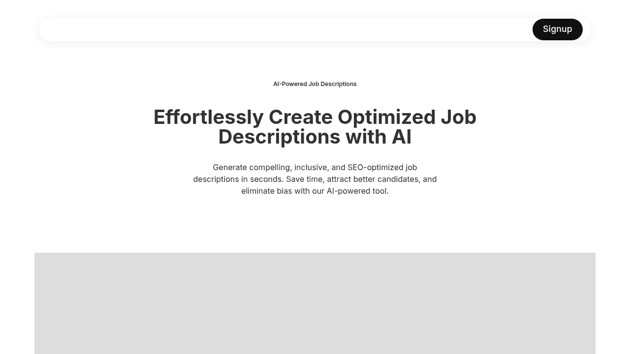JobDescriptionGenerator interface screenshot showing main features and user interface