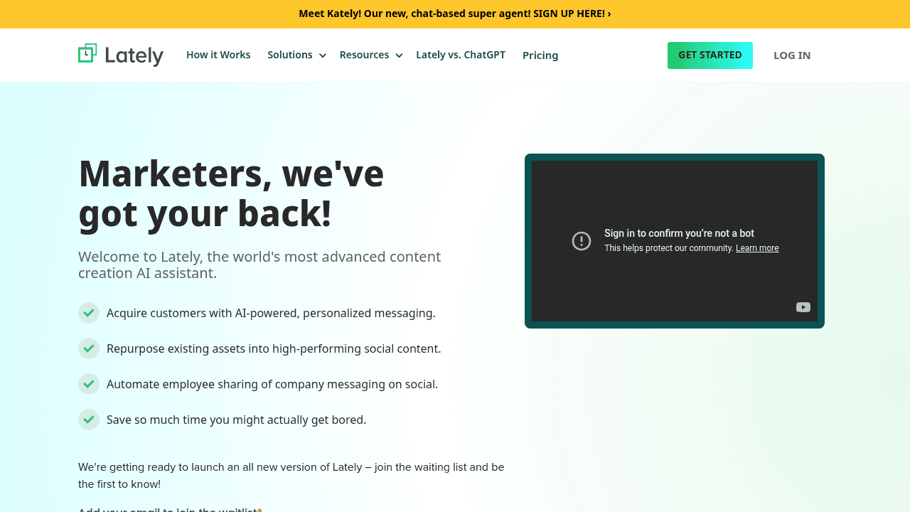 Lately AI interface screenshot showing main features and user interface