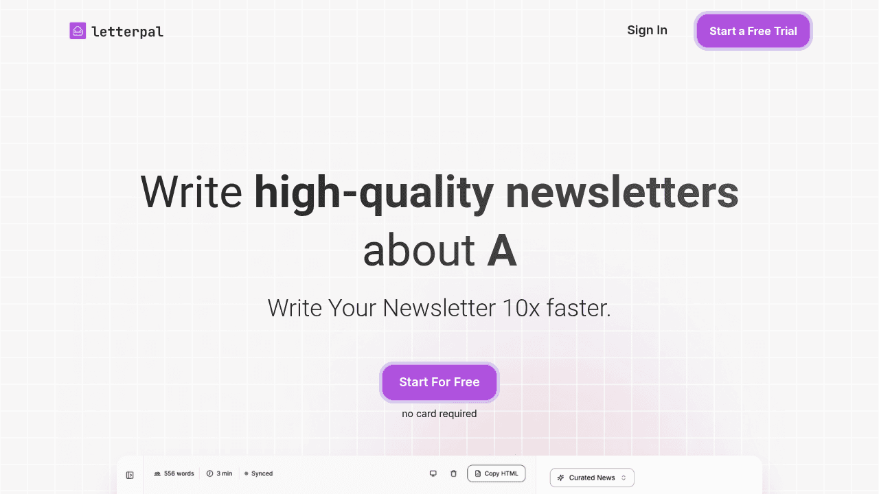 letterpal interface screenshot showing main features and user interface