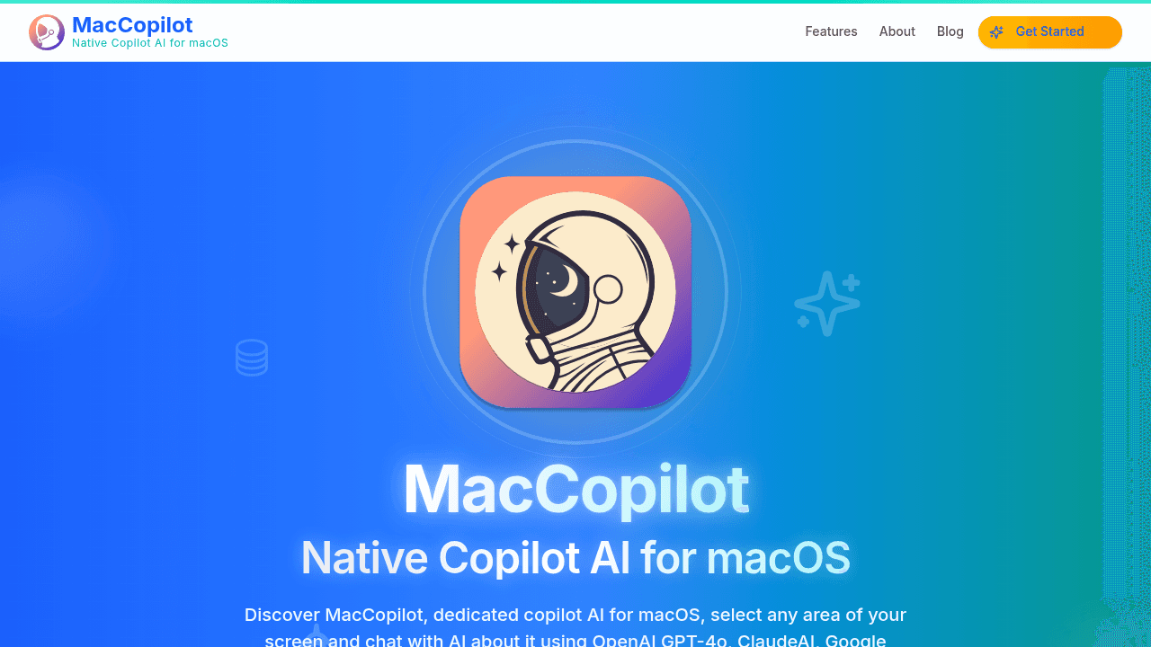 MacCopilot interface screenshot showing main features and user interface