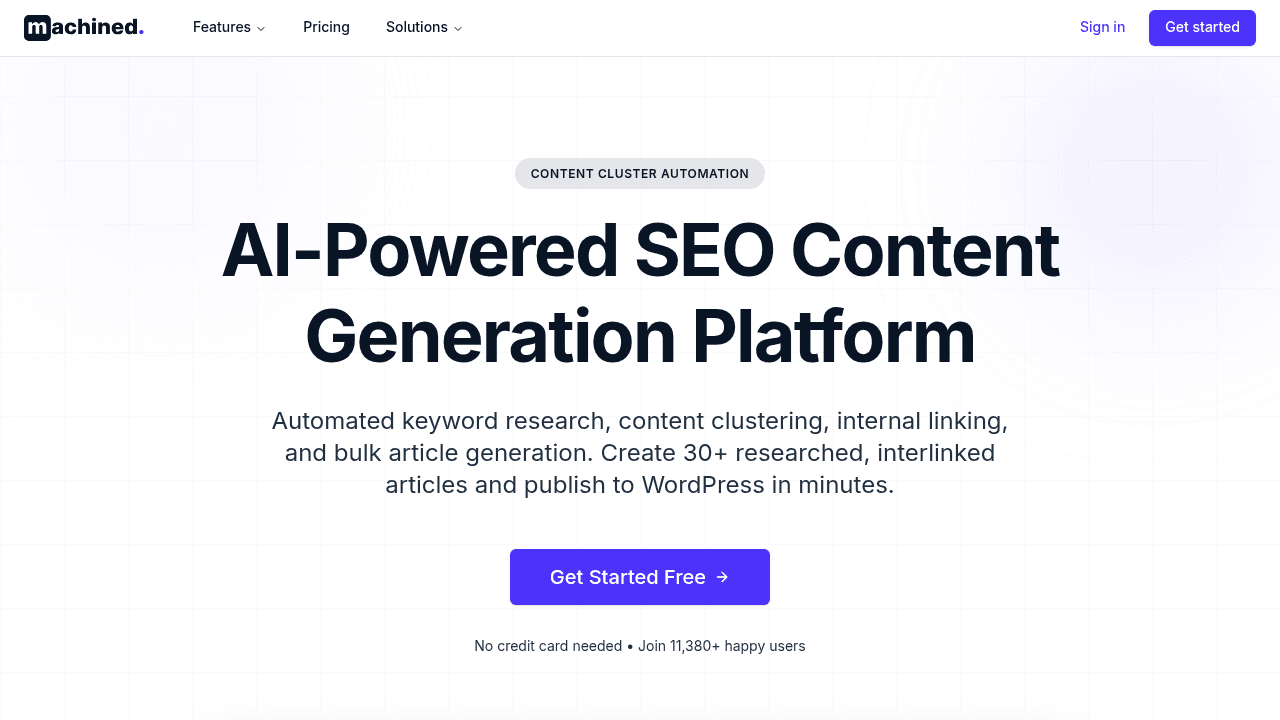 Machined.ai interface screenshot showing main features and user interface