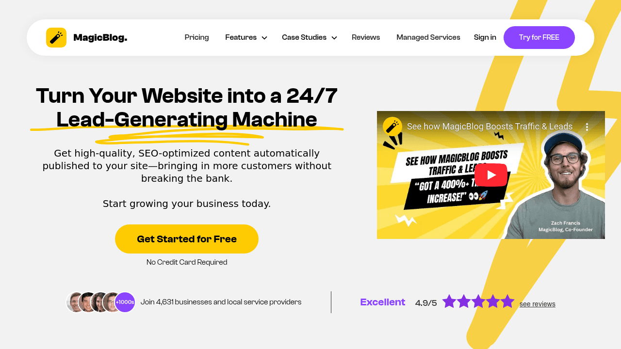 MagicBlog interface screenshot showing main features and user interface