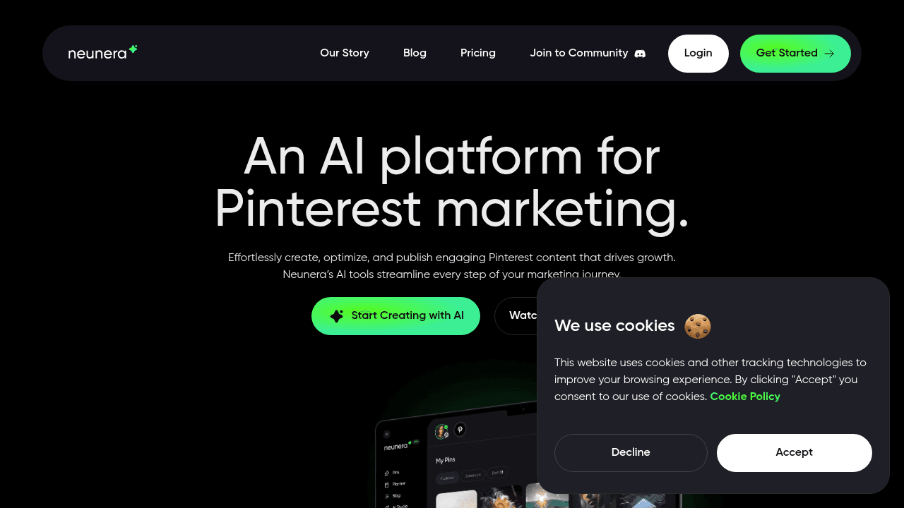Neunera interface screenshot showing main features and user interface