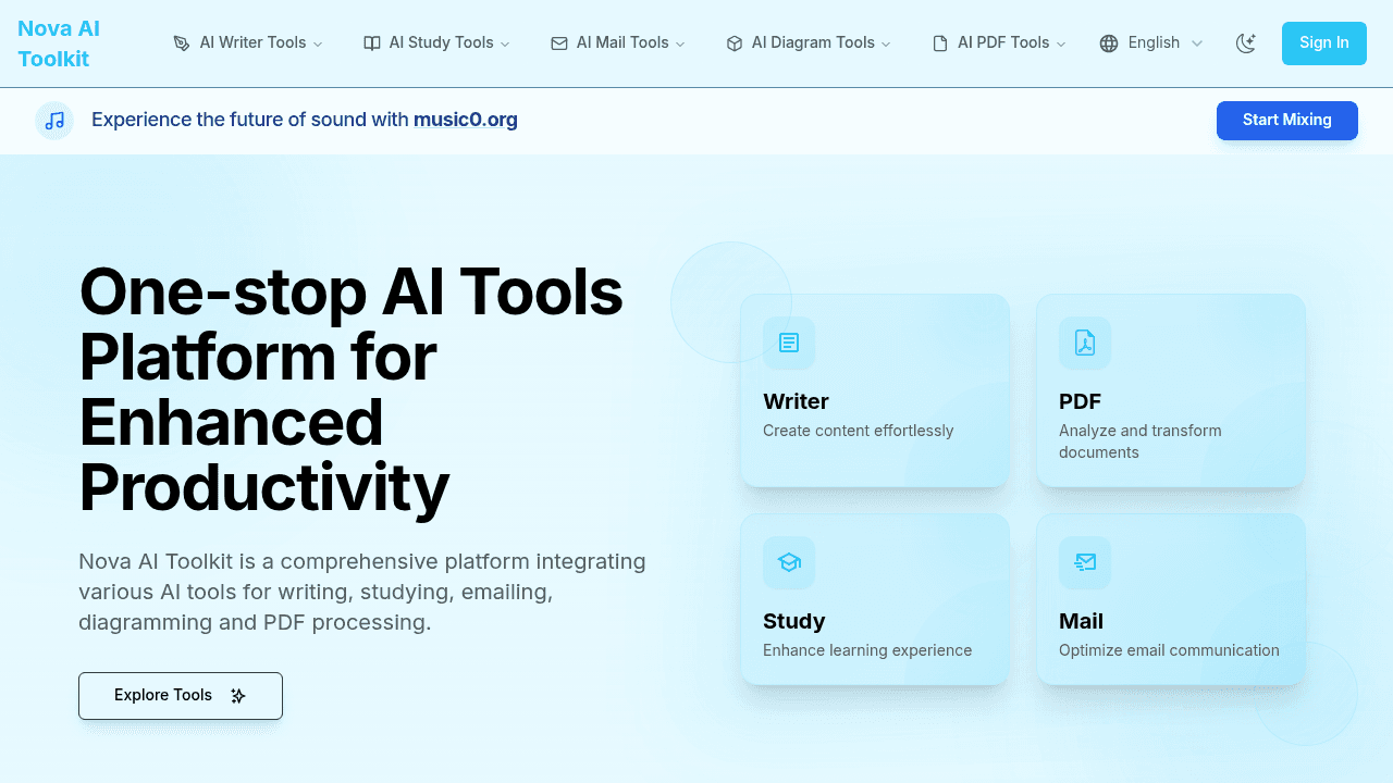 novatoolkit.ai interface screenshot showing main features and user interface
