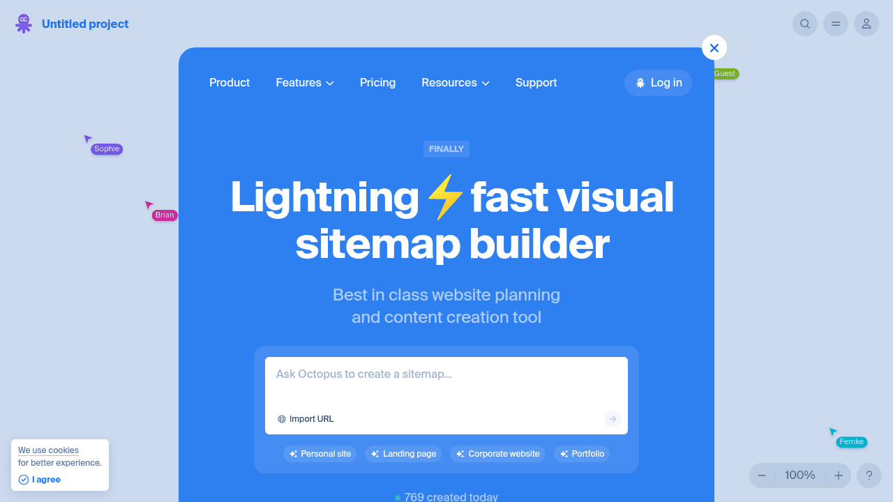 Octopus.do interface screenshot showing main features and user interface