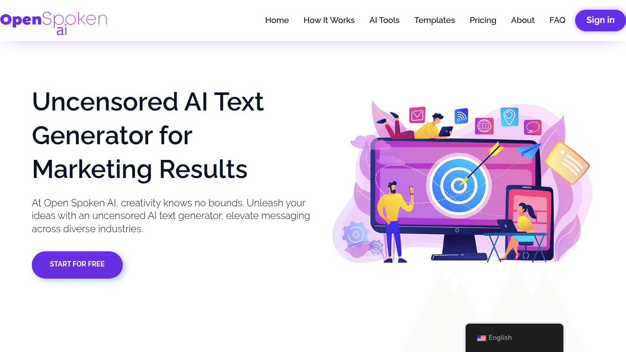 Open Spoken Ai interface screenshot showing main features and user interface
