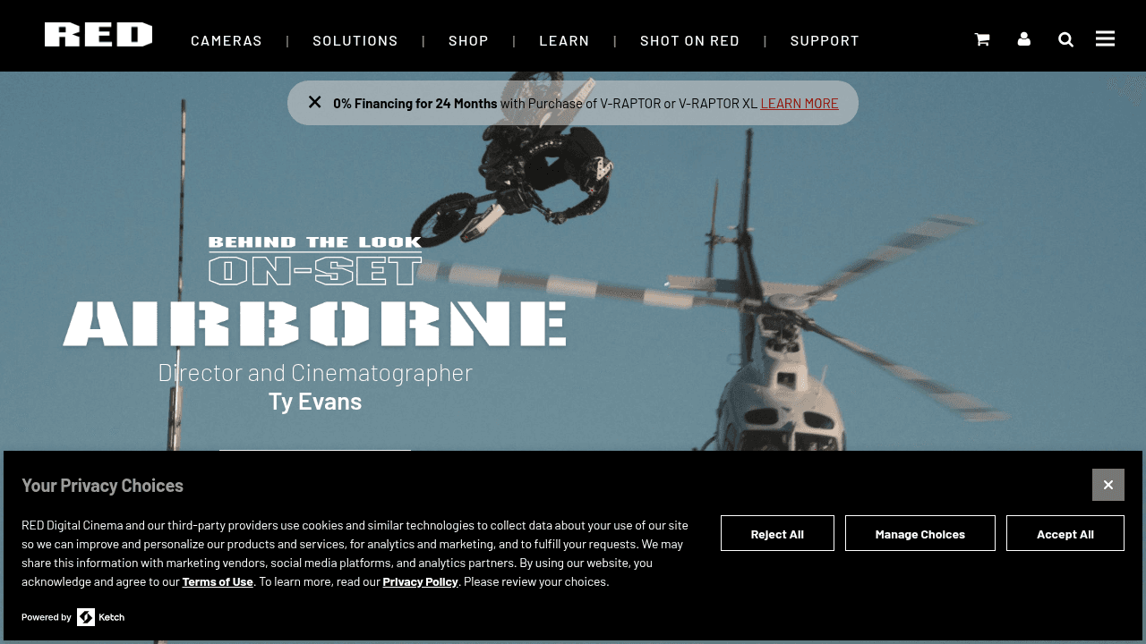 RED interface screenshot showing main features and user interface
