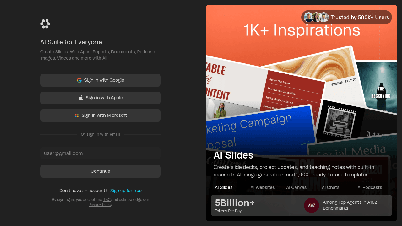 Runable interface screenshot showing main features and user interface