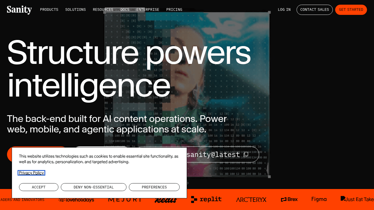 Sanity interface screenshot showing main features and user interface