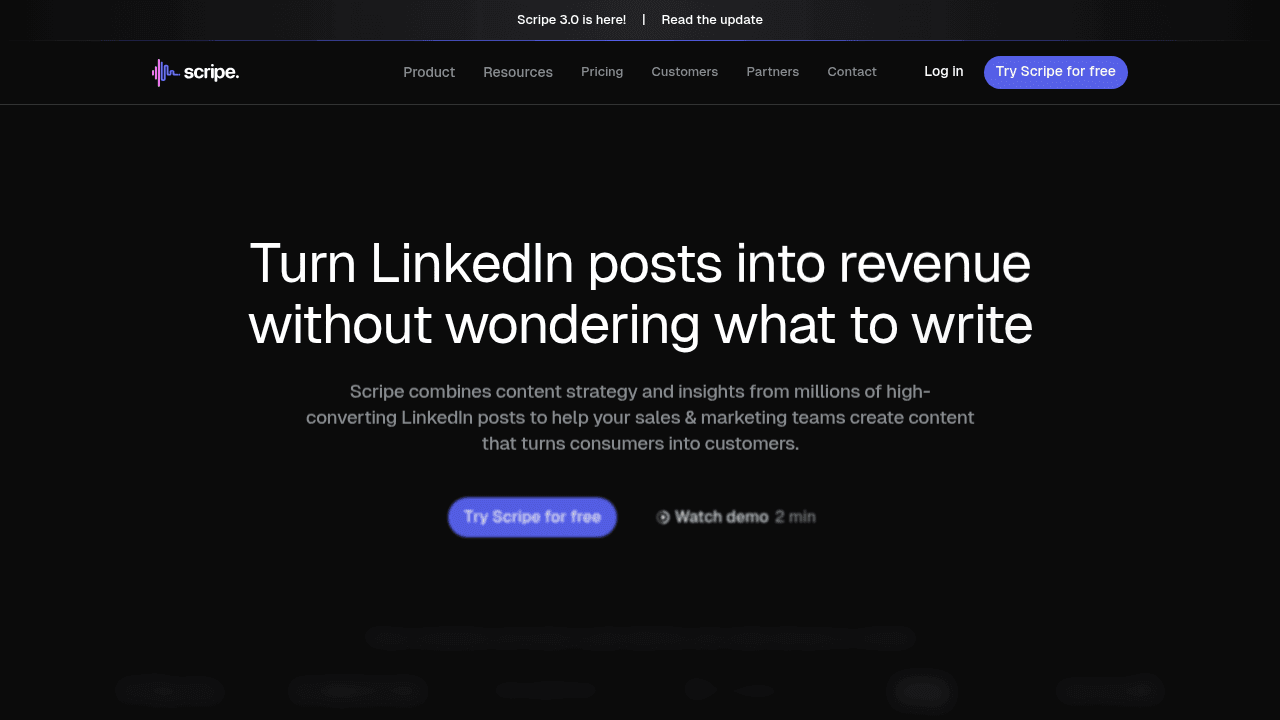 Scripe.io interface screenshot showing main features and user interface