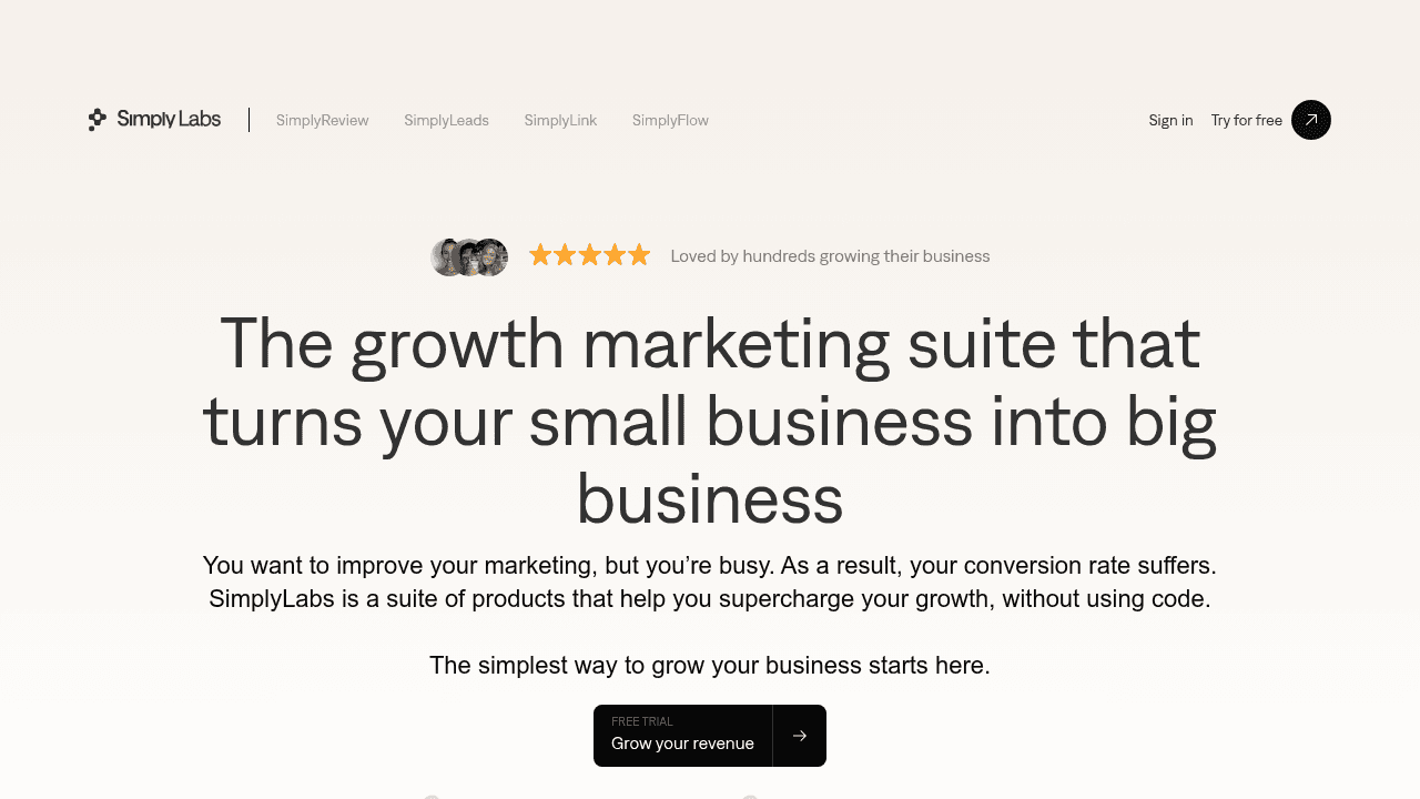 SimplyLabs interface screenshot showing main features and user interface