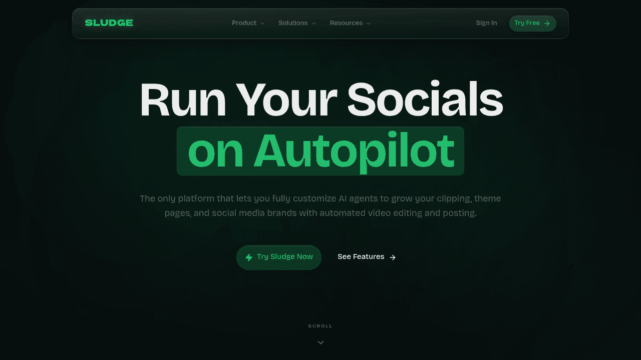 SLUDGE AI interface screenshot showing main features and user interface
