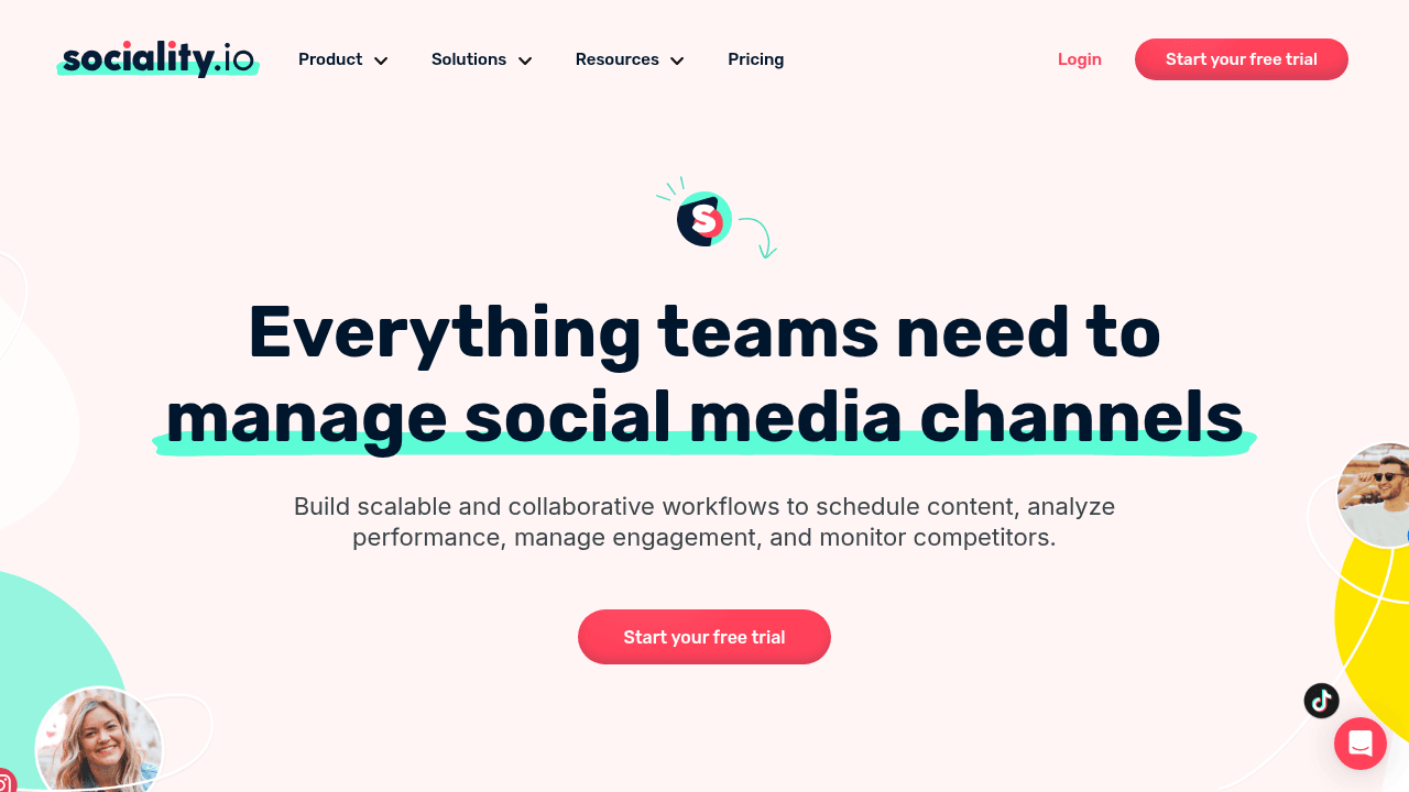 Sociality interface screenshot showing main features and user interface