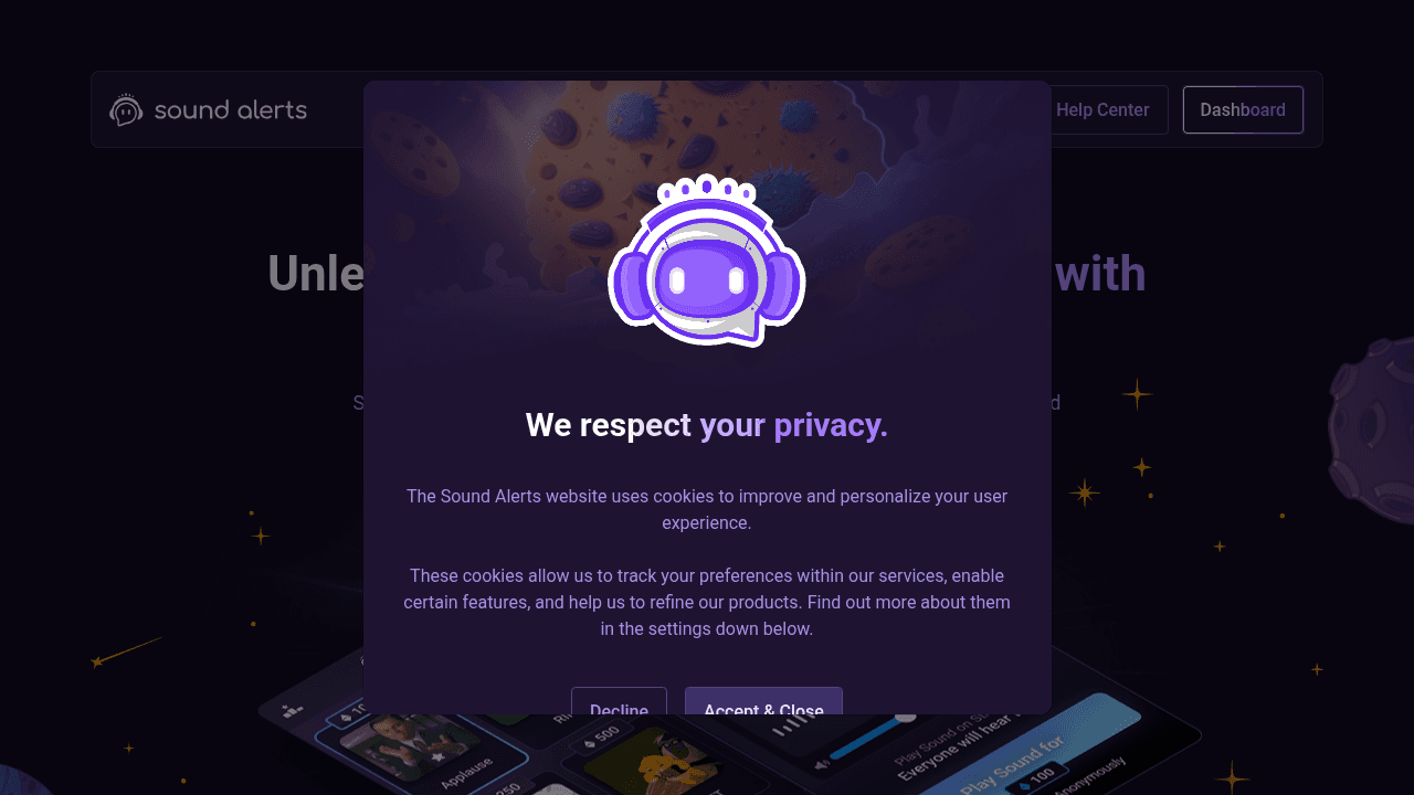 Sound Alerts interface screenshot showing main features and user interface
