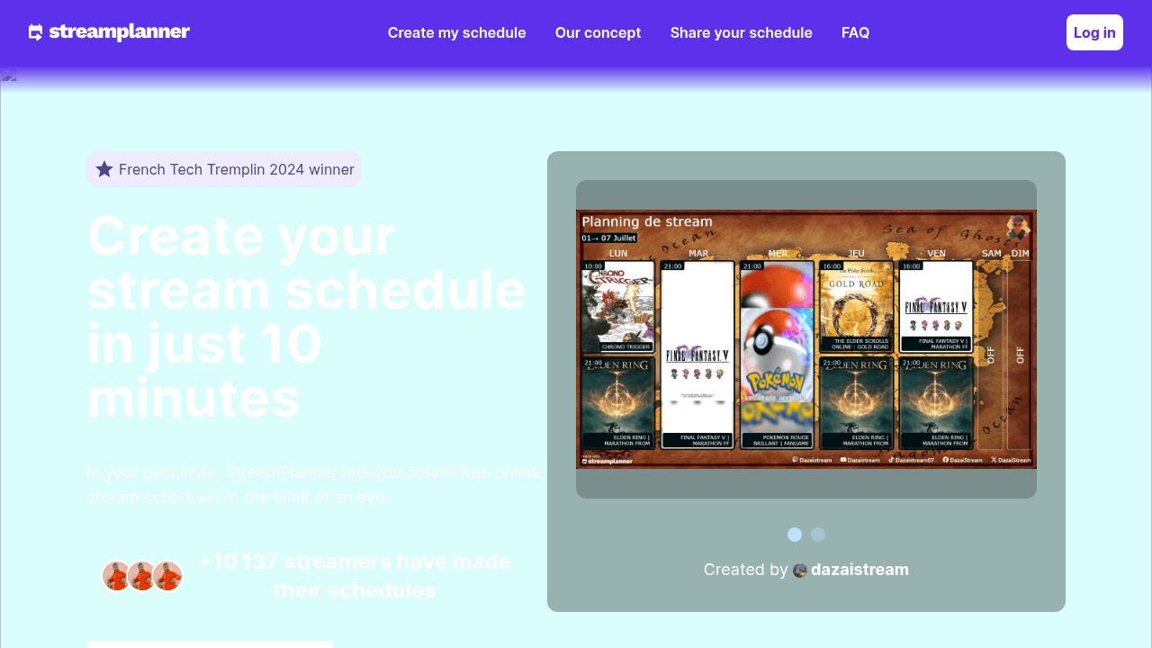 StreamPlanner interface screenshot showing main features and user interface