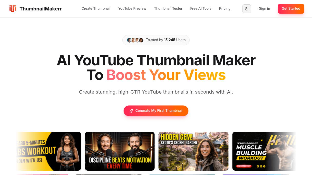 ThumbnailMakerr interface screenshot showing main features and user interface