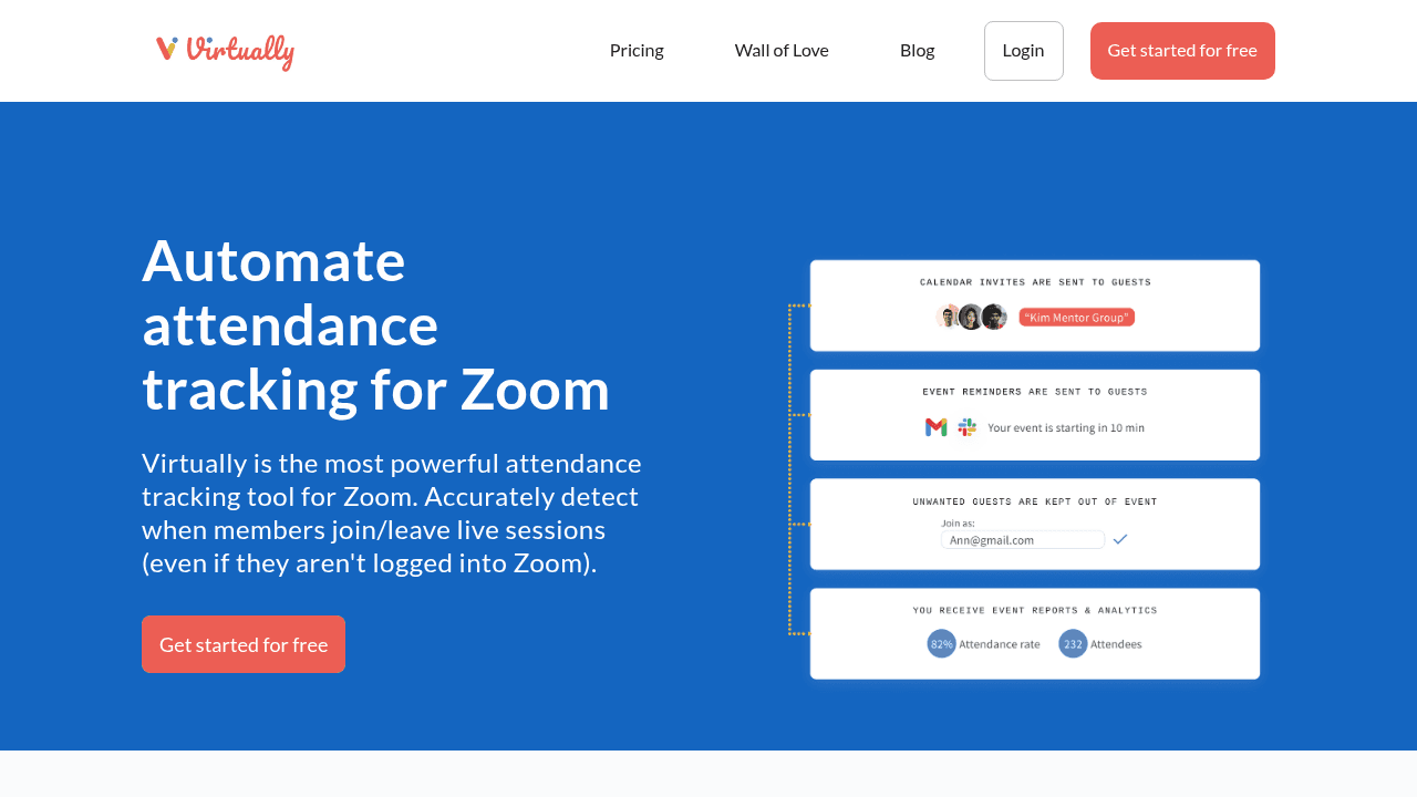Virtually interface screenshot showing main features and user interface