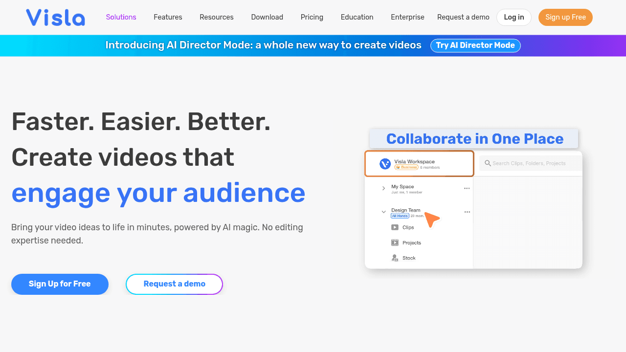 Visla interface screenshot showing main features and user interface