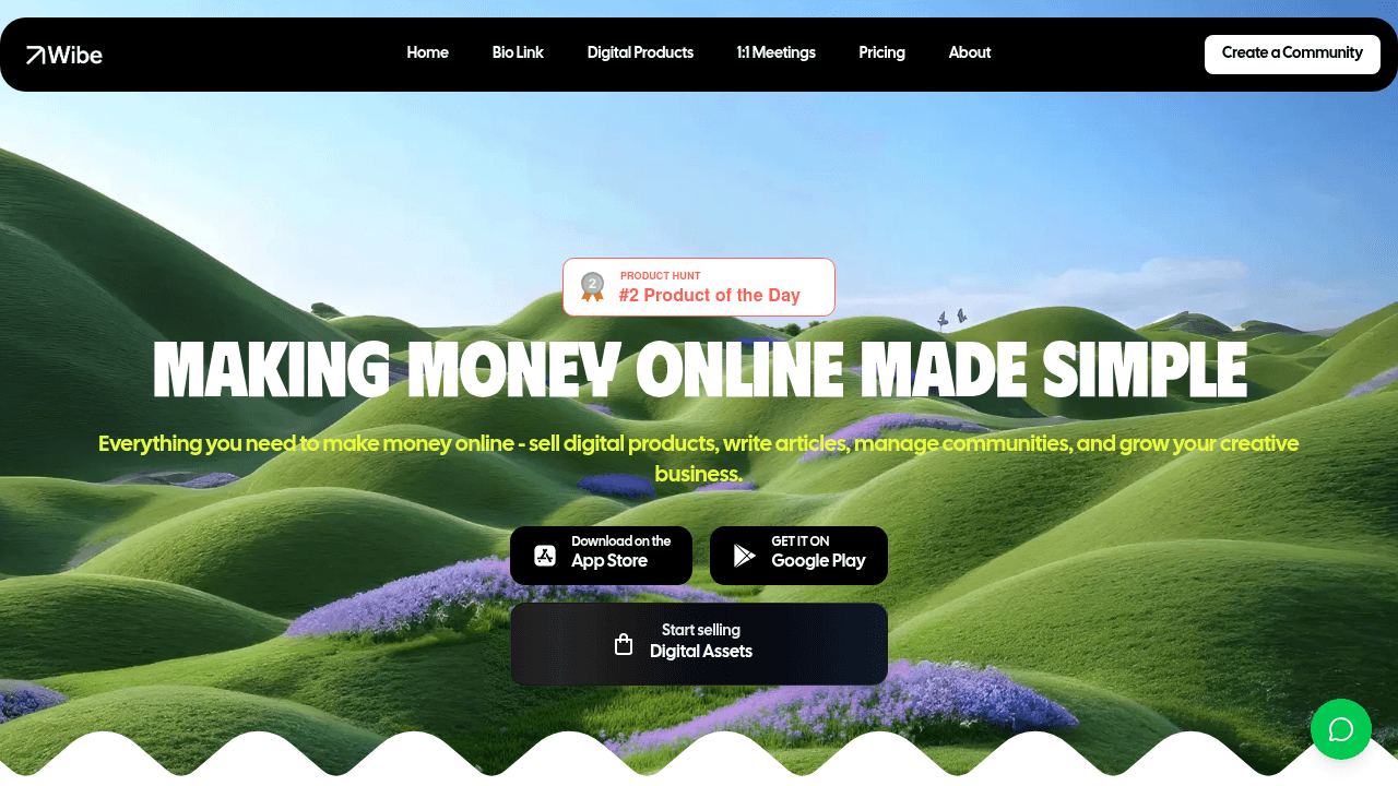 Wibe for creators interface screenshot showing main features and user interface