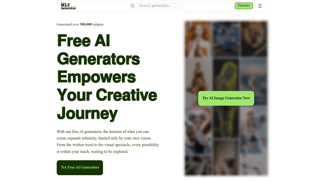 WizGenerator interface screenshot showing main features and user interface