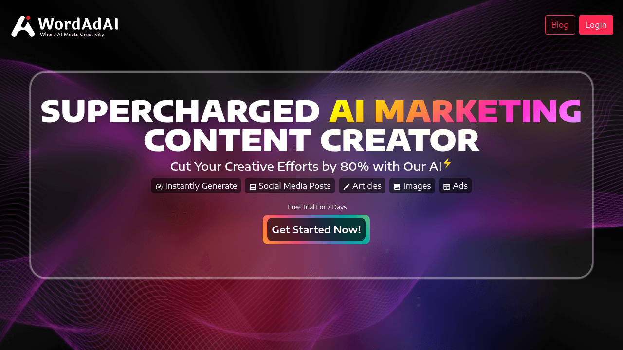 WordAdAI interface screenshot showing main features and user interface