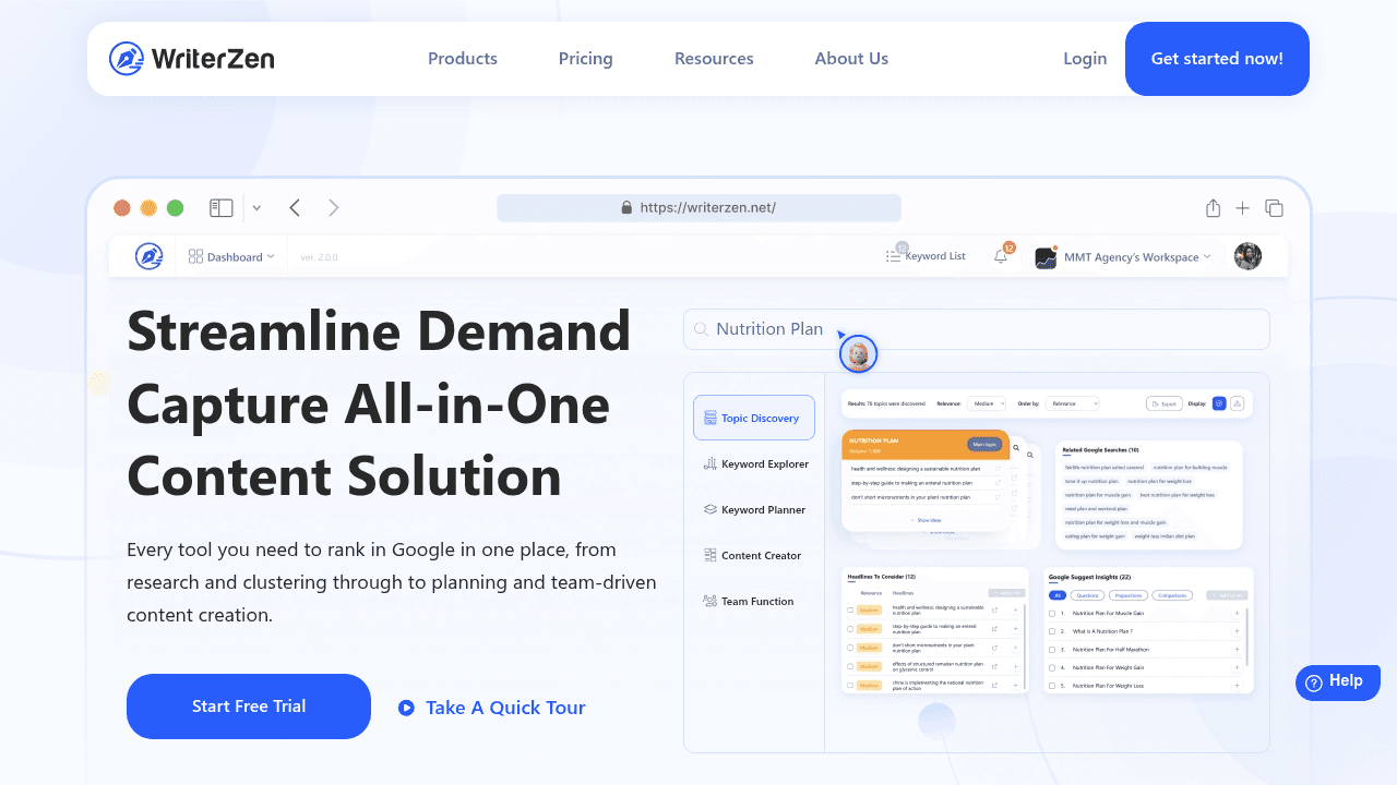 WriterZen interface screenshot showing main features and user interface