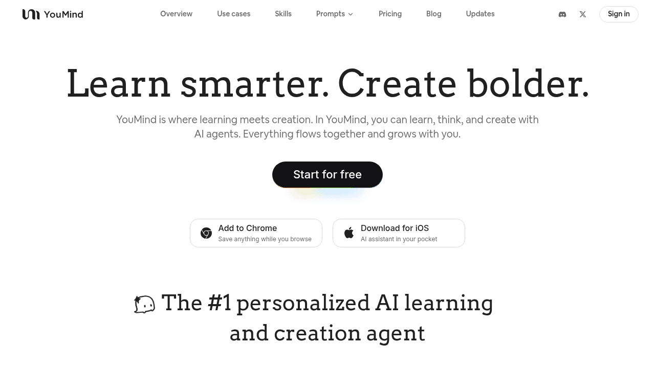 YouMind AI interface screenshot showing main features and user interface