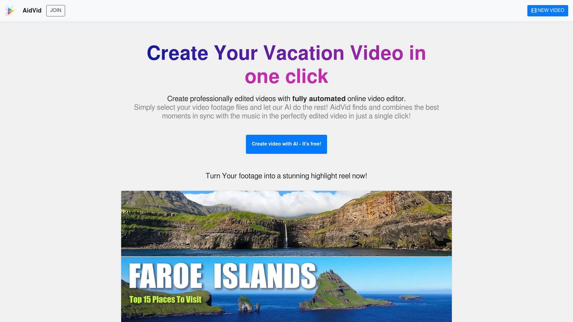 Aidvid interface screenshot showing main features and user interface