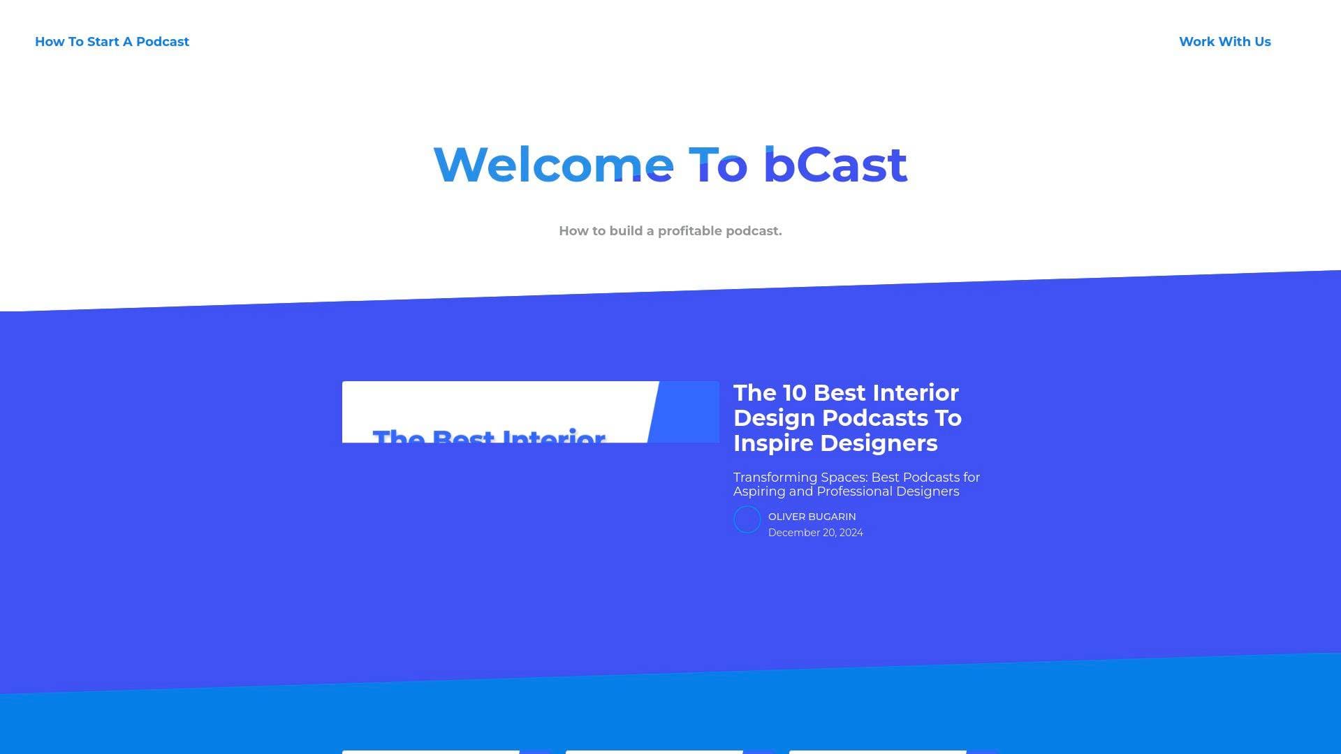 Bcast interface screenshot showing main features and user interface